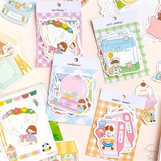Set 25 giấy trang trí cute dễ thương hình kẹo, kem, trà sữa, yagurt dùng để dán sổ tay DIY, nhật ký, bullet journal