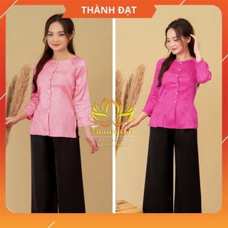 Bộ Áo Bà Ba Đi Lễ Chùa Kèm Quần, Vải Lụa Gấm Cực Đẹp,Mềm Mịn, Bộ Đồ Lam Đi Chùa Mặc Cực Thoải Mái Duyên Dáng, Kín Đá_BBB