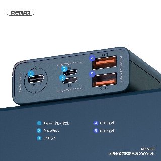 Pin sạc dự phòng remax RPP-108 20000mah sạc nhanh chính hãng