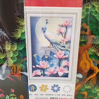 Tranh Đính Đá CÔNG PHÚ QUÝ CÁT TƯỜNG (ĐÁ ABC CAO CẤP). Kích Thước: 75cm x 50cm
