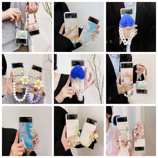 Ốp Điện Thoại PC Cứng Trong Suốt Chống Sốc Kèm Dây Đeo Tay Họa Tiết Hoạt Hình Cho Samsung Galaxy Z Flip 3 5G