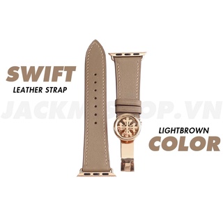 [DÂY DA THẬT] DÂY DA BÊ SWIFT MAY TAY THỦ CÔNG MÀU NÂU TÂY KHÓA PATEK CHO APPLE WATCH SERIES 1=>6 (BẢO HÀNH 1 NĂM)