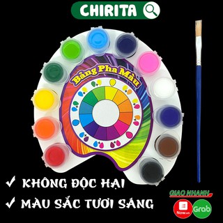 Màu Nước Hộp 12 Màu Sắc Tươi Mới Cao Cấp - Bảng Pha Màu Cho Bé - Kèm 1 Cây Cọ Vẽ