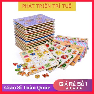 Đồ Chơi Xếp Hình Bảng Núm Gỗ Nhiều Chủ Đề Hàng Chuẩn Đẹp Cho Bé (Đồ Chơi Trẻ Em)