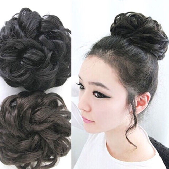 Tóc búi cột xoăn❤️freeship 50k❤️ tóc búi cột cao cấp