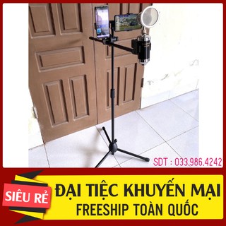 Chân Mic Đứng Kèm Gía Đỡ 2 Điện Thoại Dùng Để Thu Âm Hoặc Phát Biểu , Chân Mic Cao 1.8m Có Thể Thay Đổi Chiều Cao Tùy Ý