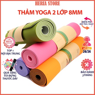 Thảm tập yoga chống trượt 6mm 8mm tpe 2 lớp cao su non cao cấp Heria Store