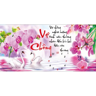 TRANH ĐÍNH ĐÁ Đồng Hồ Thiên Nga hoa phong lan 3D 88627 |86x45cm| - Chưa đính