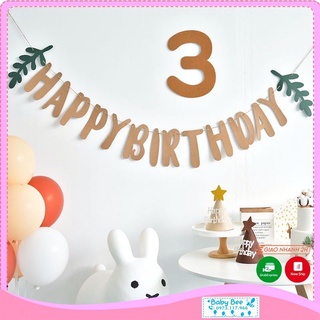 Dây Chữ HAPPY BIRTHDAY Vải Dạ Kèm Lá Đủ Màu