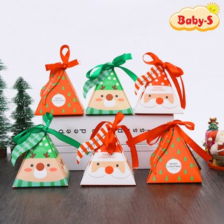 Hộp quà Giáng sinh, Hộp quà Noel đựng kẹo hình kim tự tháp phối ruy băng và tag xinh xắn lạ mắt Baby-S – SG003