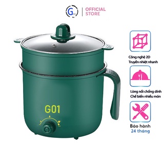 Nồi lẩu mini điện đa năng G01 dung tích 1.8L - Chống dính - Hàng chính hãng phiên bản mới 2022 bảo hành 2 năm