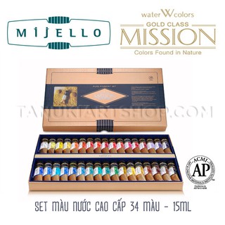 Màu nước cao cấp Mijello Mission Gold set 34 màu - 15ml
