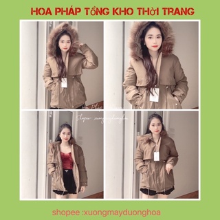 (Hàng Qc)Áo khoác nữ đại hàn lót lông siêu ấm mũ  lông vành siêu to