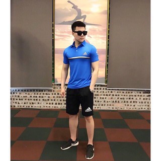 bộ thể thao cổ bẻ sọc ngực cao cấp