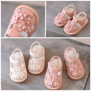 Sandal Rọ tập đi đính hoa, nơ đỏ mềm êm và ôm chân cho bé gái từ 0 đến 2 tuổi
