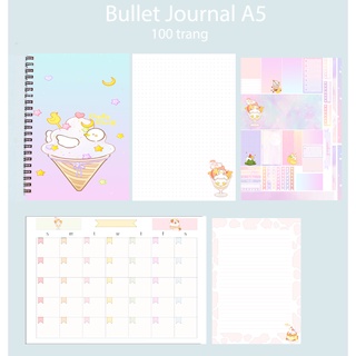 Sổ bullet journal vịt dake duck SBJ47 A5 100 trang 160gsm chấm kẻ ngang