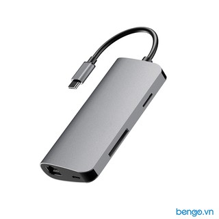 Hub USB-C 8 in 1 HDMI+LAN+USB-A 3.0 x 3+PD+thẻ SD và TF