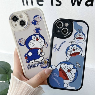 Cartoon Casing Samsung Galaxy S22 Ultra 5G S21 S20 FE S21+ S22+ S20+ Plus A73 A53 A33 A72 A52 A52S A03S A02S A10S A20 A30 A11 A12 M11 M12 A50 A50S A30S Cute Smile Doraemon Oval airbag Shockproof protection Tpu Soft Phone Case Cover STX 05