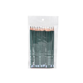 Combo 14 cây bút chì gỗ phác thảo STABILO Othello 282 thân sọc trắng xanh (PC282-C14)