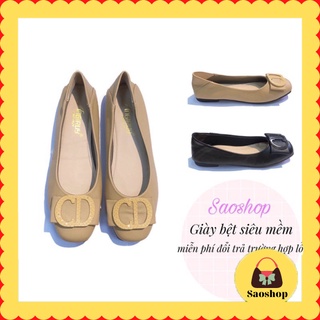 giày búp bê đế bằng chất da mềm đi cực êm phong cách vintage 2021