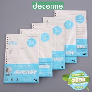 Giấy refill A4 B5 A5 20 26 30 lỗ ruột sổ còng A4 B5 A5 Decorme 80gsm XD giấy refill planner bullet journal