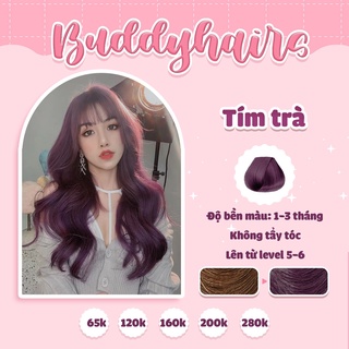 Thuốc nhuộm tóc TÍM TRÀ Buddyhairs tặng kèm găng tay mũ trùm trợ nhuộm tiện ích