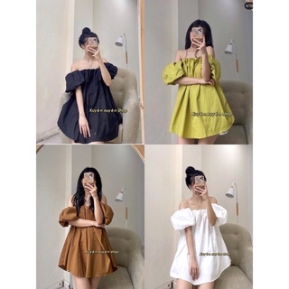váy trễ vai chun ngực 4màu siêu hót