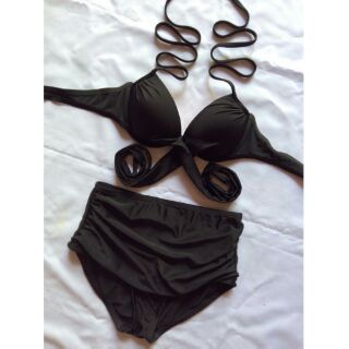 [Mã SKAMFSW175 giảm 10K đơn 50K] Bikini áo ngực chéo quần nhún cạp cao