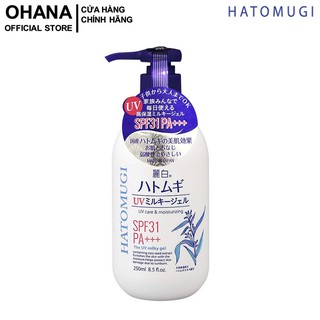 [Mã FMCGMALL -8% đơn 250k] Sữa Dưỡng Thể Chống Nắng Reihaku Hatomugi SPF31 PA+++ UV Care &amp; Moisturizing Milky Gel 250ml