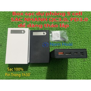 Mạch sạc dự phòng 5 cell hổ trợ sạc nhanh QC 3.0, PD 3.0 + Box sạc 5 cell | Model: CX5(PD)