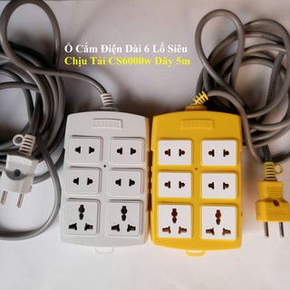 [ELITON] Ổ Cắm Điện Dài 6 Lổ Siêu Chịu Tải CS6000w Dây 5m