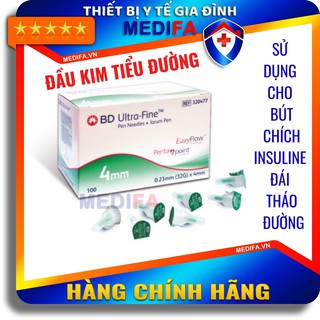 ✅ HỘP 100 ĐẦU KIM tiêm tiểu đường BD ULTRA - FINE (PEN NEEDLES) sử dụng cho bút chích Insulin đái tháo đường