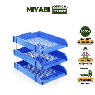 Kệ đựng tài liệu văn phòng phẩm để bàn 3 tầng - màu Xanh Biển -nhựa pp - 1 cái