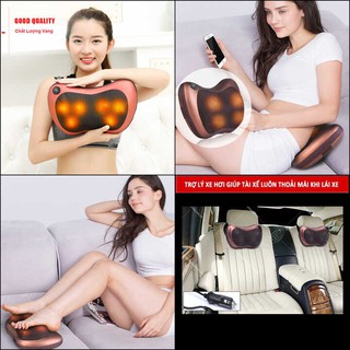 Gối Massage Hồng Ngoại 8 bi Magic Massager Pillow thế hệ mới – Gối Mát Xa Cổ chính hãng – Giảm mệt mỏi - Lưu thông máu