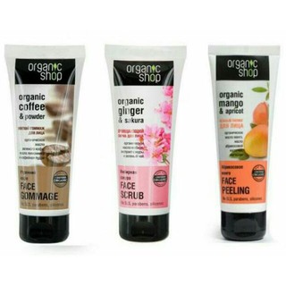 Kem tẩy tế bào chết da mặt Organic shop Coffee/ Ginger/ Mango 75ml