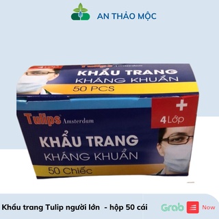 Khẩu trang y tế 4 lớp kháng khuẩn Tulips ngăn ngừa khói bui,vi khuẩn hộp 50 cái. anthaomoc