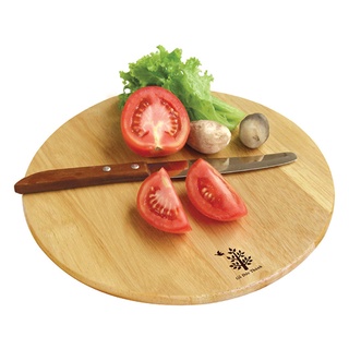 Thớt gỗ cao su tự nhiên tròn mỏng Đức Thành 07901 22cm đẹp