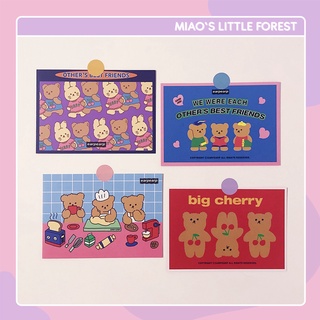 Thiệp decor MIAO'S LITTLE FOREST bộ 4 tấm bưu thiếp card trang trí dán tường gấu nâu xinh xắn MLC220