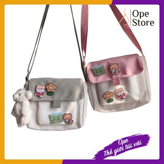 Túi Đeo Chéo Nữ, Túi Vải Nhỏ Đeo Chéo Canvas Dễ Thương Đi Học, Đi Chơi Cute