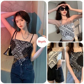 Áo 2 Dây Họa Tiết Thổ Cẩm HOT TREND - Áo Yếm Thun Tăm Hai Dây Họa Tiết In Chất Borip