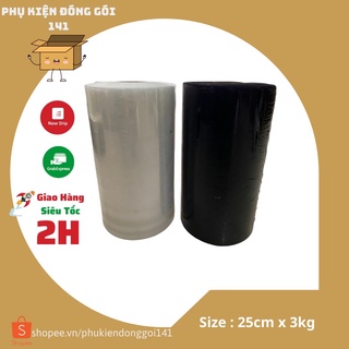 Màng co PE Đen Trong 25cm x3kg màng pe quấn hàng hóa, quấn pallet