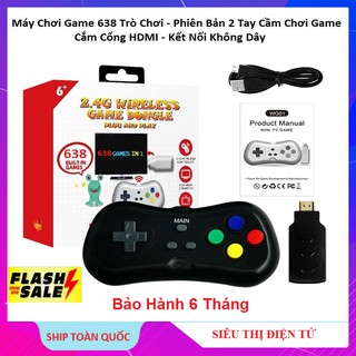 Bộ Máy Chơi Game Không Dây, 16 Bit 638 Trò Chất Lượng Cao - Máy Chơi Game 2 Người Chơi - Model 2021