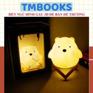 Đèn Led Để Bàn Hình Chú Gấu 3d Độc Đáo Kèm Kệ Trang Trí - Đèn Ngủ Trang Trí Phòng - TMBOOKS