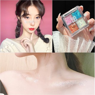 Phấn trang điểm 4 ô màu hàng nội địa Trung kèm ô nhũ bắt sáng MAT02