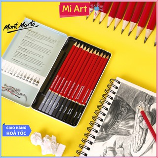 Bộ Bút Chì Cao Cấp Mont Marte - Độ cứng từ 2H-8B - 12 chiếc/hộp - Graphite Pencils Signature 12pc - MPN0114