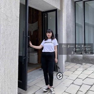 Quần Dài Jean Đen - Lưng Cao Qua Rốn/Co Giãn - Trơn [Size Đại 32~36]