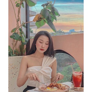 áo ống đắp nơ lệch vai cực xinh