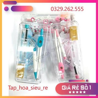 (Rẻ Vô địch) (hộp nhựa) Bộ eke - thước kẻ - compa 9001