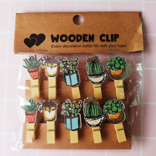 Set 10 kẹp gỗ treo ảnh xương rồng M4