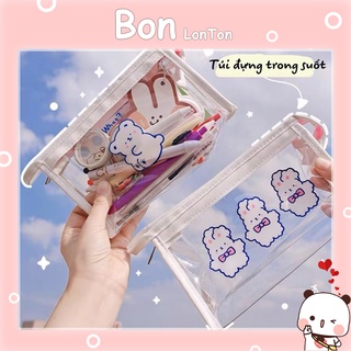 Túi đựng bút trong suốt, túi bút hoạt hình dễ thương, túi đựng đồ dùng cá nhân